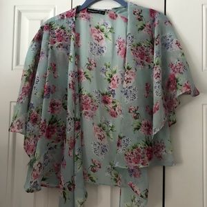 Mint Floral Print Kimono